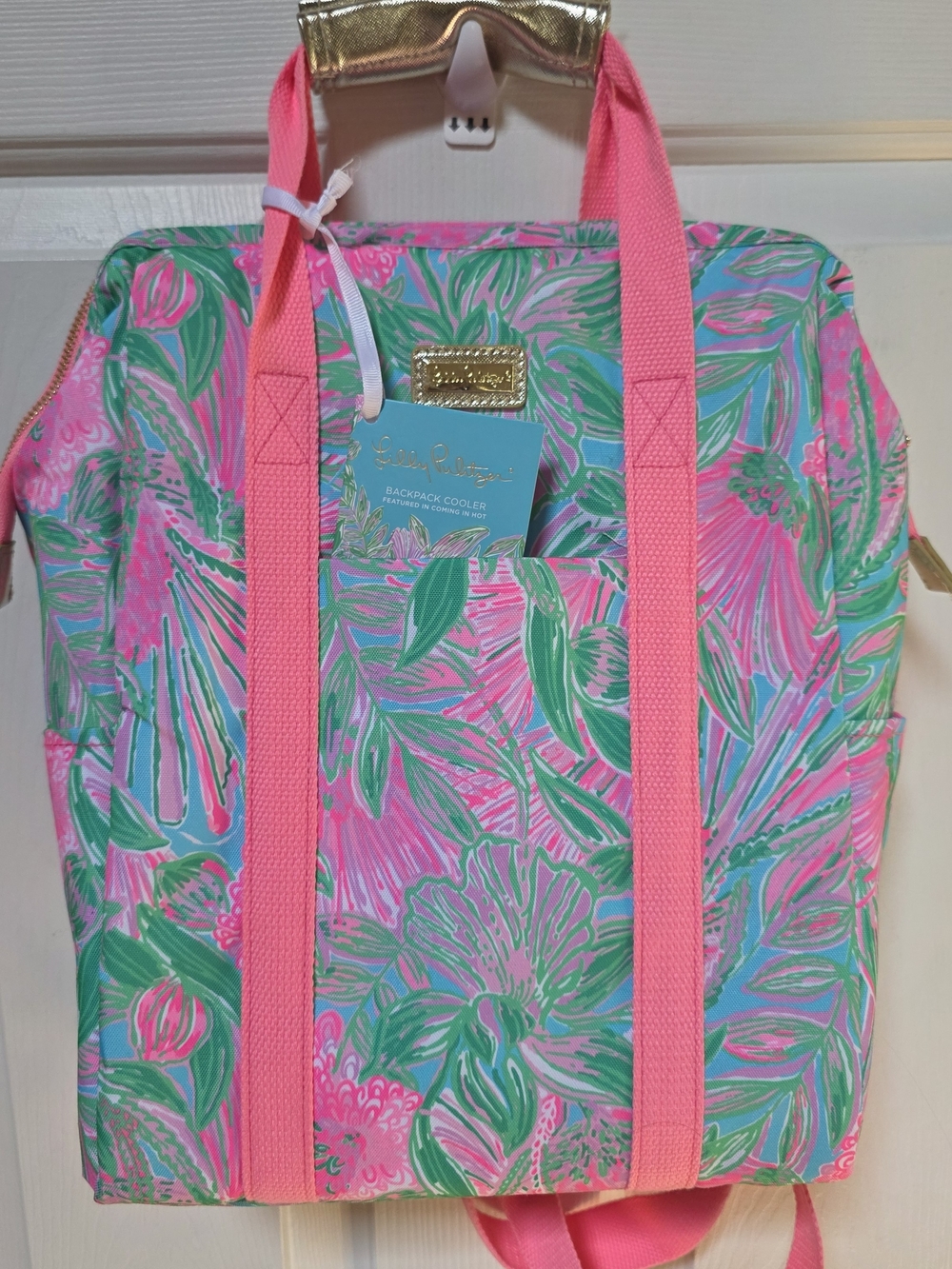 Lilly Pulitzer Pink & Green Tropical Backpack Cooler NWT